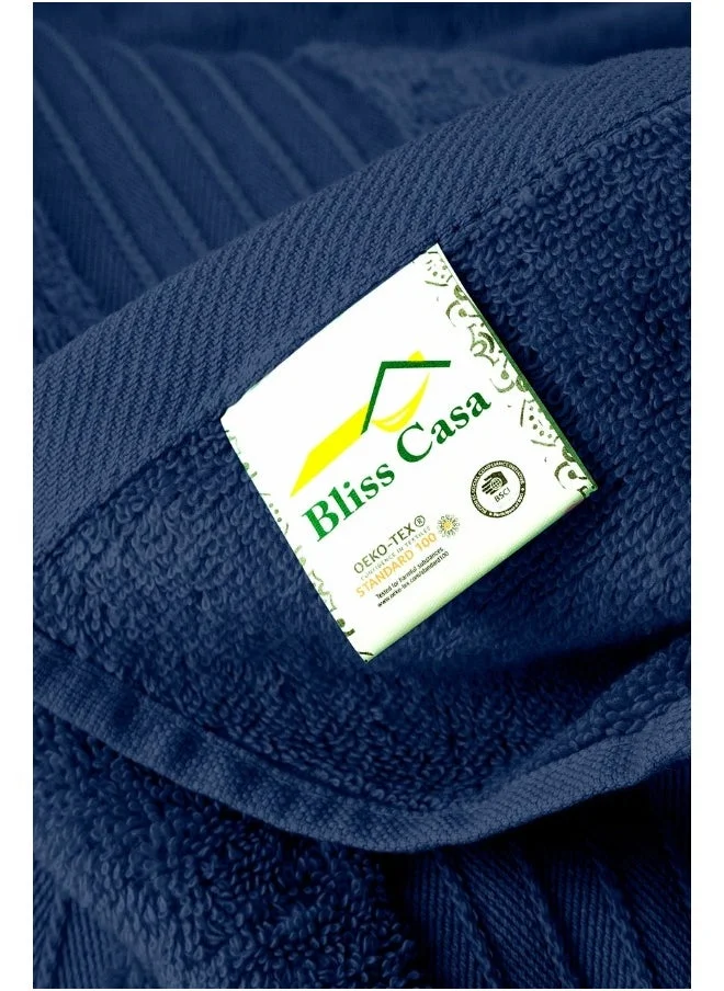 Bliss Casa 1-Piece Bath Sheets, 100% Combed Cotton 550 GSM Superior Quality Towels, Quick Dry Highly Absorbent, Thick, Soft and Hotel Bathroom Towels for Bath and Spa 90x180 cm Navy 80x190cm