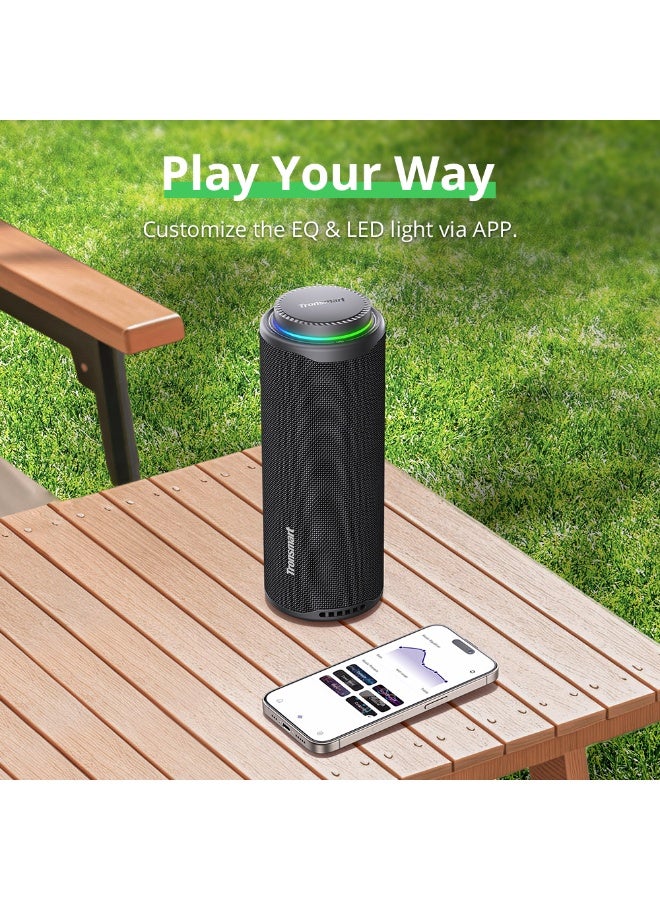 ترونسمارت مكبر صوت ترونسمارت T8 محمول للاستخدام الخارجي بتقنية البلوتوث، صوت أكثر قوة ووضوحًا بقوة 40 واط، صوت بزاوية 360 درجة، صوت 2.1 قناة، IPX7، صوت وأضواء مخصصة، حبل محمول (أزرق) - Image 5