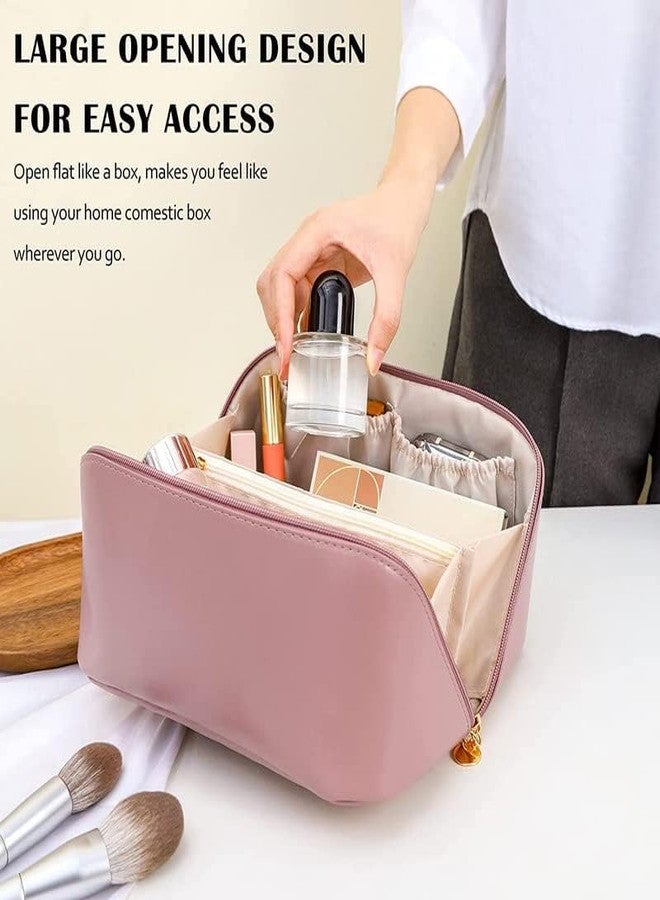 RETSPHIX Travel Makeup Bag, Large Capacity Cosmetic Bags for Women, Waterproof Portable Pouch Open Flat Toiletry Bag Make up Organizer with Divider and Handle (Cross Open, Multicolor) - Image 4