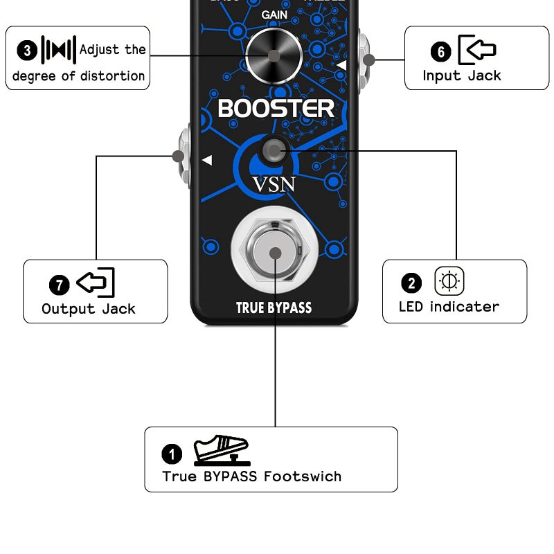 VSN Guitar Booster Effect Pedal Clean Boost Effects Pedals For Electric Guitar Pure Clean Mini Boost Pedals True Bypass - Image 3