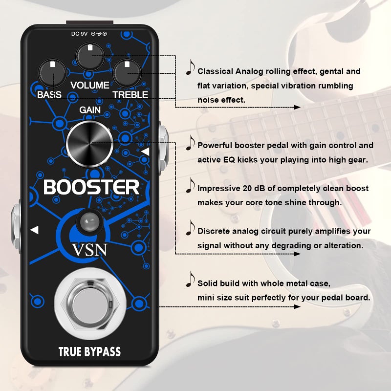VSN Guitar Booster Effect Pedal Clean Boost Effects Pedals For Electric Guitar Pure Clean Mini Boost Pedals True Bypass - Image 4