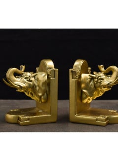 Elephant Head Design Bookends Resin Home Decorative Bookshelf,Paper Weights, Book Ends,Bookend Supports, Book Stoppers