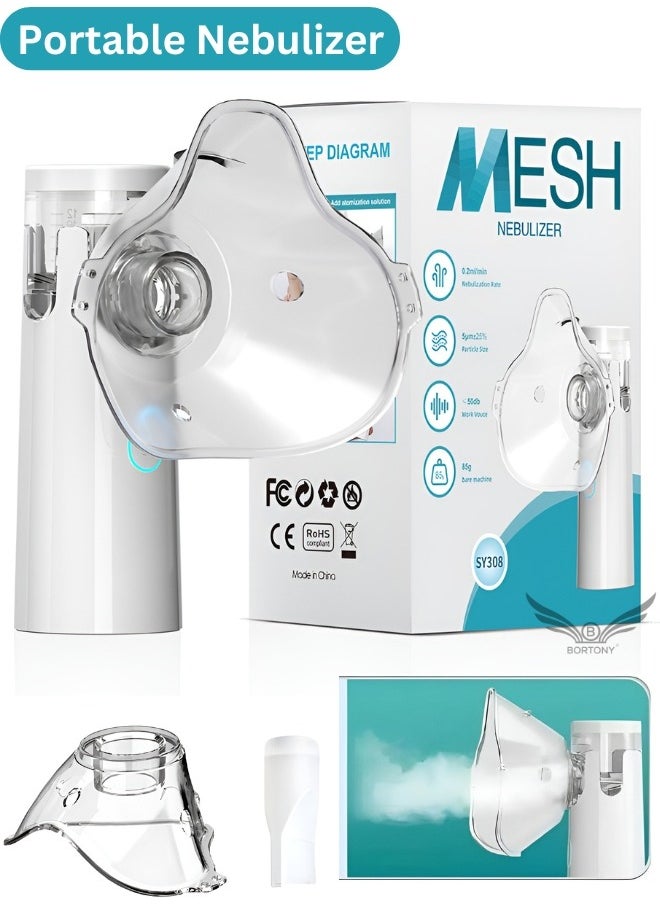 BORTONY Portable Nebulizer Mesh Inshaler Mini Nebulizer Handheld Atomizer Steam Device for Colds Asthma Respiratory Diseases Suitable for Adult & Childeren  - Image 1
