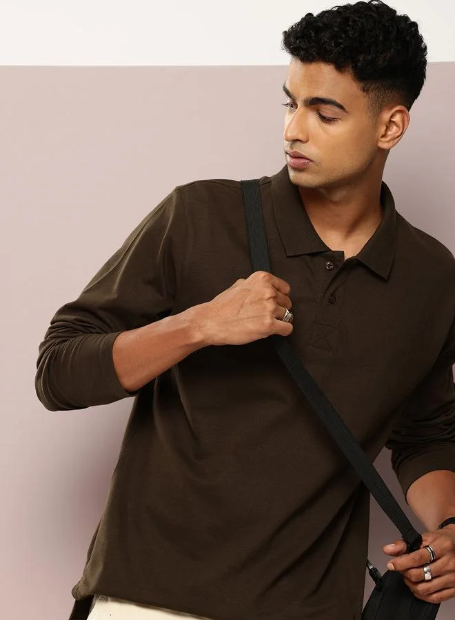 ديلينجر تيشيرت بولو بأكمام طويلة وقصة واسعة للرجال