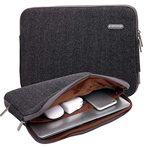 KAYOND Herringbone Woollen Water-Resistant for 13-13.3 Inch Laptop Sleeve Case Bag (13-13.3 Inches, Black) - Image 1