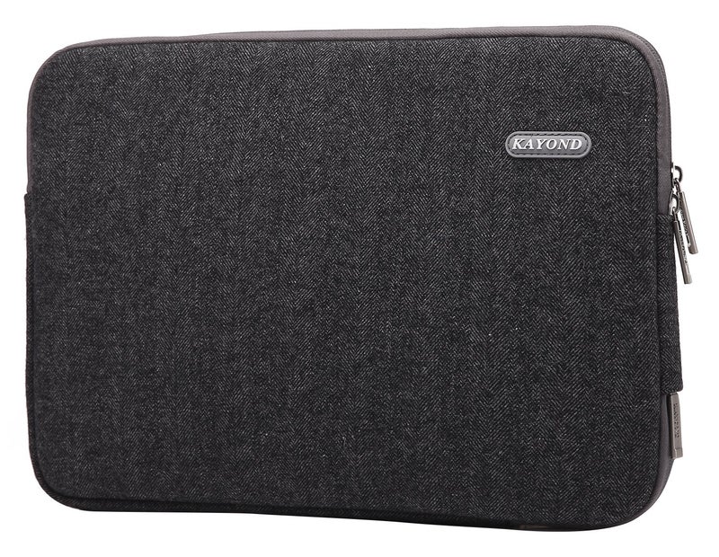 KAYOND Herringbone Woollen Water-Resistant for 13-13.3 Inch Laptop Sleeve Case Bag (13-13.3 Inches, Black) - Image 2