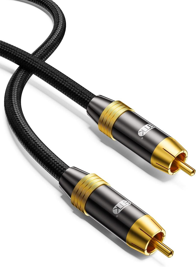 EMK Subwoofer Cable, Digital Coaxial Audio Cable [24K Gold-Plated, Durable Cotton] Premium S/PDIF RCA Male to RCA Male for Home Theater, Soundbar,Speaker,HDTV, Subwoofer, Hi-Fi Systems (Black-6.6ft/2m) - Image 1
