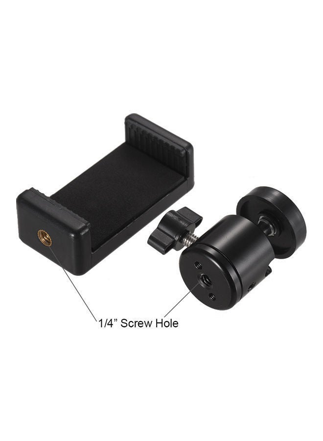 NIBEMINENT Adjustable Phone Holder Clip And Flexible Ball Head Adapter Mount Black - Image 2