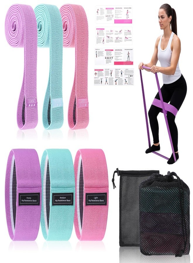 Kifmurase 6PCS Fabric Resistance Bands for Legs, 3 Strength Level Elastic Stretching Assist Band with Portable Bag, Non-Slip Workout Bands for Squats Yoga Therapy, Women Cloth Band for Working Out - Image 1