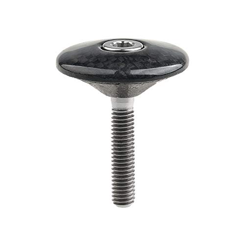 Wanyifa 1 1/8" 3K Carbon Fiber Cycling Headset Stem Top Cap with M6x35mm Titanium Bolt (Glossy with Titanium) - Image 2