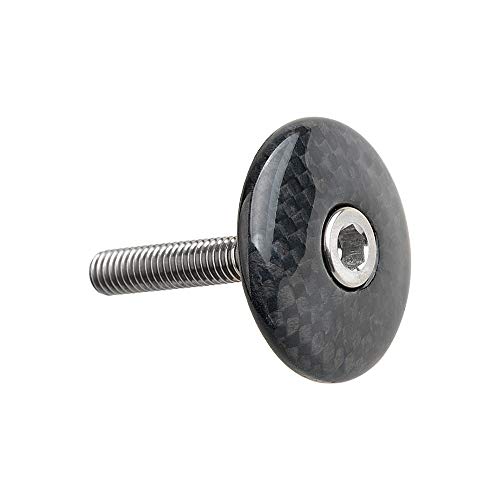 Wanyifa 1 1/8" 3K Carbon Fiber Cycling Headset Stem Top Cap with M6x35mm Titanium Bolt (Glossy with Titanium) - Image 1