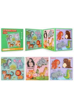 Generic Montessori Magnetic Cardboard Puzzle Book Toys Durable Reusable Paper Puzzles for Visual Cognitive Training Animal  - Image 1