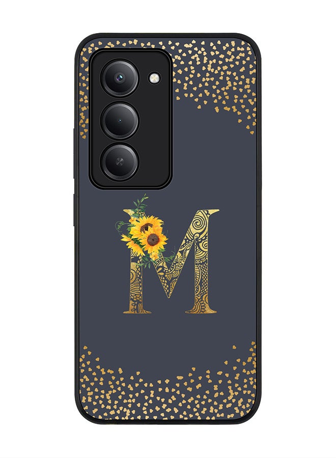 Stylizedd For Xiaomi Redmi 15 5G Case,Slim fit Camera Protection, Shockproof Thin Phone cover  - Custom Floral Monogram - M  (Grey ) - Image 1