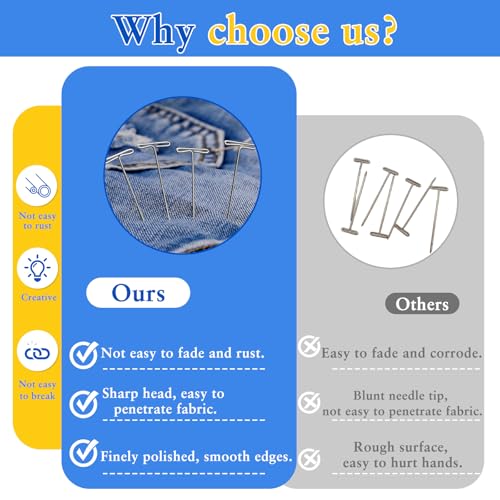 QMNNMA T Pins, 100 Pack 1.5 inch T Shape Sewing Pins for Blocking Knitting, Wig Pins for Mannequin Head, Foam Head, Sewing, Crocheting and Modelling with Clear Box - Image 4