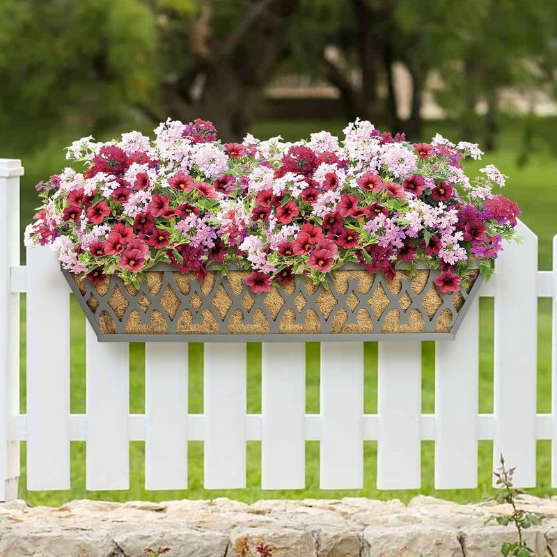 Karlliu 4 Pack 30 Inch Window Boxes Planters Railing Planter Box with Adjustable Brackets for Porch Fence Patio Balcony Hanging Flower Baskets with Coco Liners for Outdoor Garden Decor - Grey - Image 4