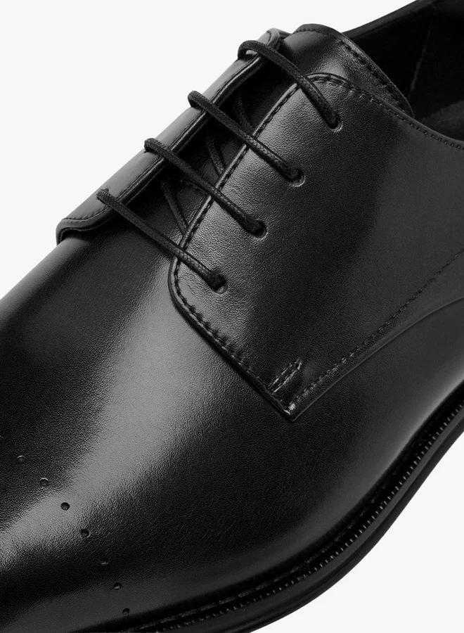دوتشيني Men's Solid Lace-Up Derby Shoes