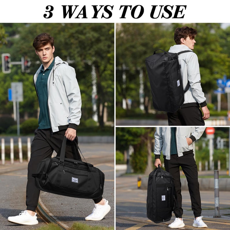 Laripwit Gym Bags for Men, 40L Medium Sports Travel Duffel Bag with Shoe Compartment & Wet Pocket Lightweight Gym Duffle Bag Backpack Multipurpose Weekender Overnight Backpack for Women, Black - Image 3