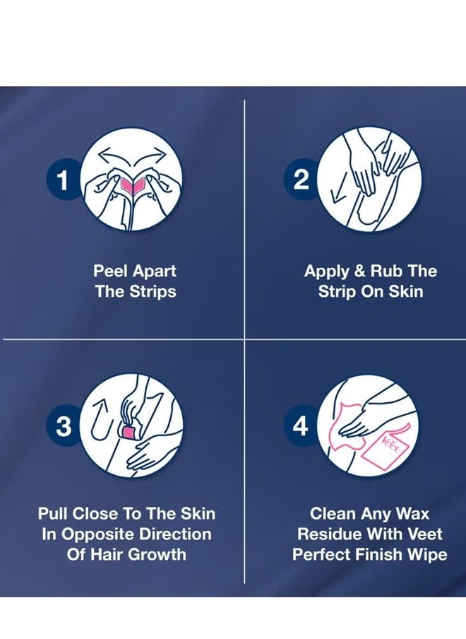 Veet - Easy Gel Wax Strips Body And Legs For Normal Skin Hair Removal Moisturising Shea Butter 20 Strips - Image 1
