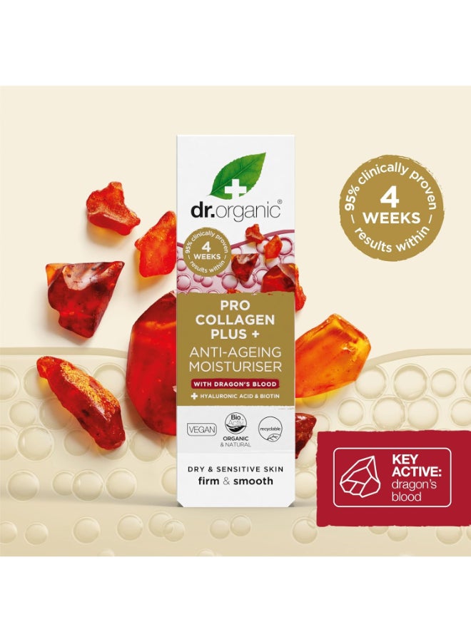 dr.organic Pro Collagen Plus Anti-Ageing Moisturiser Cream 50ml | Infused With Dragon's Blood, Hyaluronic Acid & Biotin | For Dry & Sensitive Skin, 1.69 fl oz - Image 5