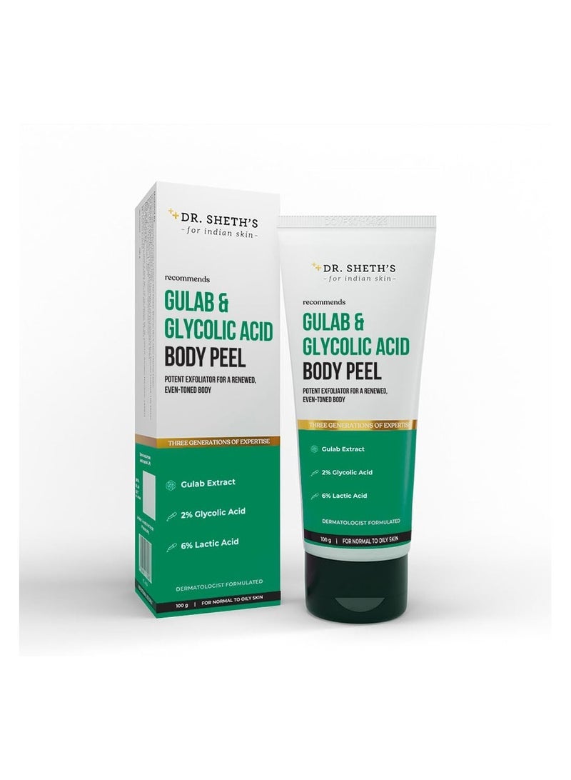 Dr Sheth's Dr. Sheth's Gulab Brightening Combo – 6% Glycolic Acid & 5% Niacinamide Face Serum 30ml + Glycolic Acid Body Peel 100g | Exfoliates, Removes Tan, Fades Dark Spots, Smooth & Even-Toned Skin - Image 2