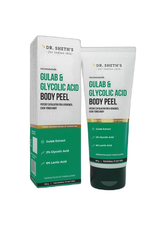 Dr Sheth's Dr. Sheth's Gulab Brightening Combo – 6% Glycolic Acid & 5% Niacinamide Face Serum 30ml + Glycolic Acid Body Peel 100g | Exfoliates, Removes Tan, Fades Dark Spots, Smooth & Even-Toned Skin - Image 1