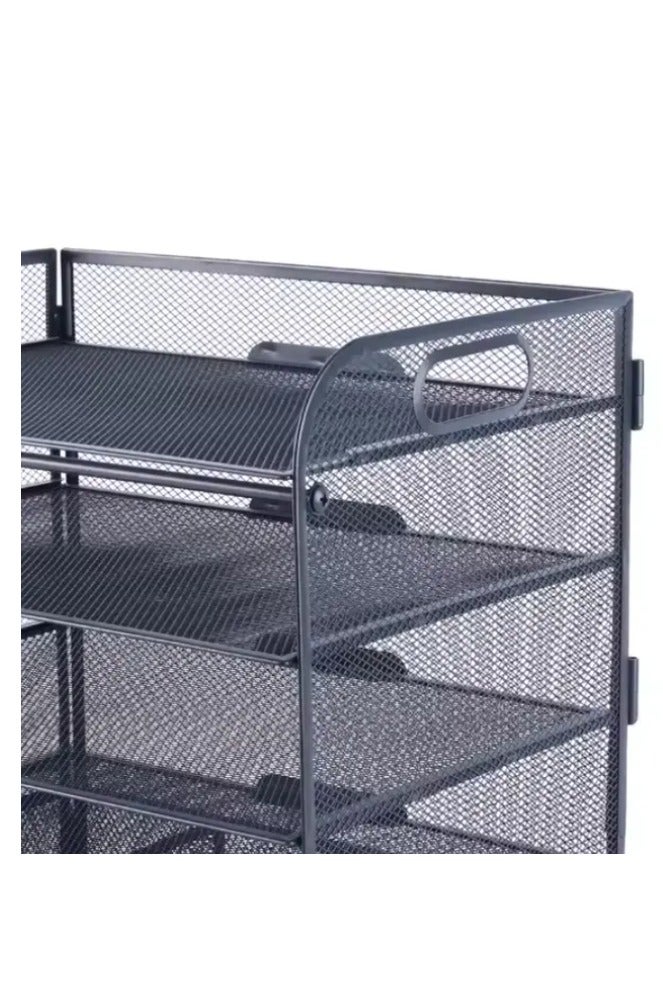 Generic 5-Tier Metal Mesh File Organizer Tray – Desktop Document Rack with Sliding Drawers – Office Paper Storage Organizer for Home, School & Work Desk  - Image 3
