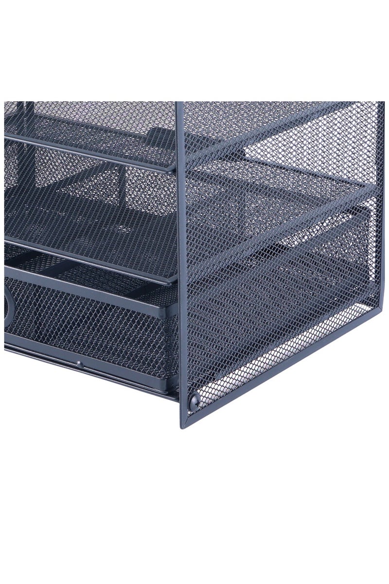 Generic 5-Tier Metal Mesh File Organizer Tray – Desktop Document Rack with Sliding Drawers – Office Paper Storage Organizer for Home, School & Work Desk  - Image 4
