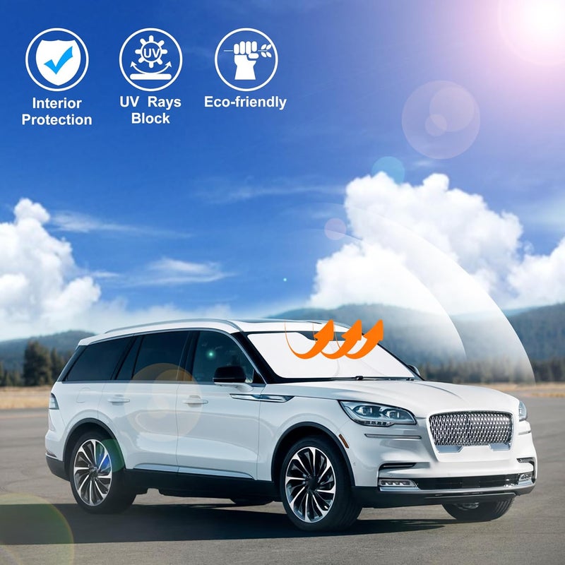 LHFLIVE Windshield Sun Shade Custom Fit for 2020-2025 Lincoln Aviator - Foldable Sun Blocker - Image 5