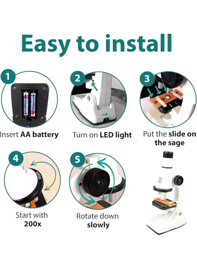 general Microscope Kit - 200x 600x 1200x Birthday Gift Science Kits Best Educational Learning Toy Kids Experiment Ultimate  Ideas Boy Girl Age Year diy Education Set Stem Toys Labs Play Pocket - Image 5