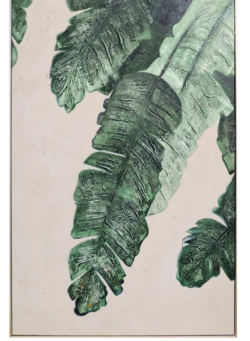 MAAC HOME MAAC Home Leafy Serenity 3D Printed Relief Art Abstract Canvas Wall Art - Modern Decorative Wall Décor for Living Room Bedroom Home Decorations  - Image 2