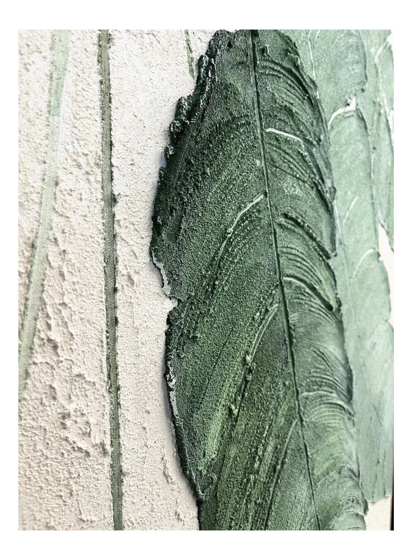MAAC HOME MAAC Home Leafy Serenity 3D Printed Relief Art Abstract Canvas Wall Art - Modern Decorative Wall Décor for Living Room Bedroom Home Decorations  - Image 4
