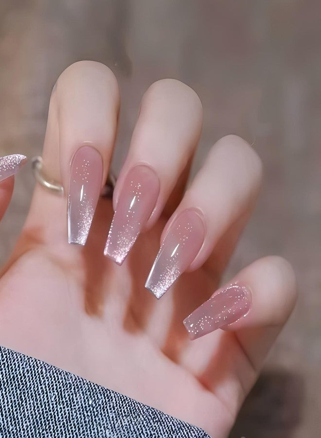 XFSAFDM 24 Pcs Fake Nails, Press On Nails for Women, Almond Shape Artificial Nails with Nail Glue & File, Easy to Apply Stick On Nails for Special Occasions & Dailys Wear - Image 1