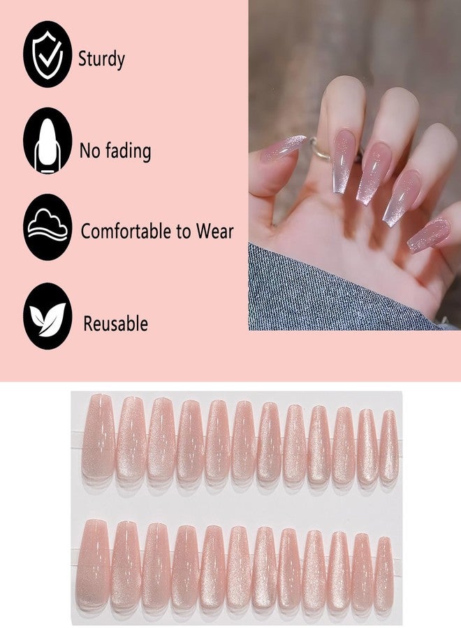 XFSAFDM 24 Pcs Fake Nails, Press On Nails for Women, Almond Shape Artificial Nails with Nail Glue & File, Easy to Apply Stick On Nails for Special Occasions & Dailys Wear - Image 4