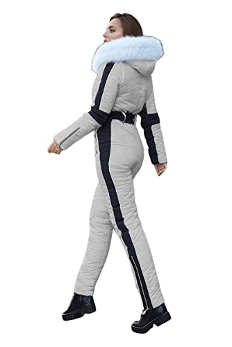 Yousify Womens Winter Onesie Ski Jumpsuits Outdoor Sports Waterproof Snowsuit Removable Faux Fur Collar Coat Jumpsuit - Image 3