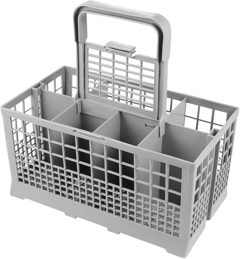 سلة أدوات المائدة لغسالة الصحون صندوق تخزين منظم أدوات المطبخ تصريف سهل أبيض - Image 2