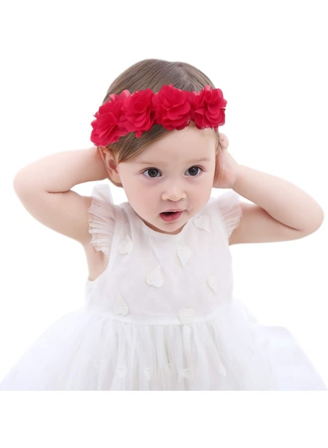 Fmeida Flower Crown Baby Headbands for Girls Red Hair Bow Birthday Hair Accessories - Image 1