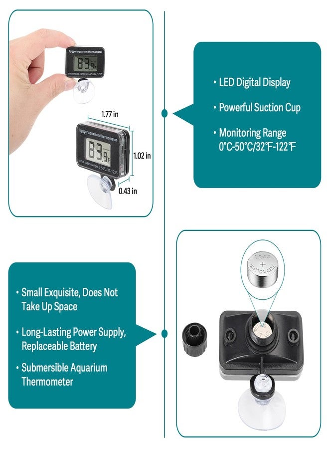 hygger ETL Certification Aquarium Heater, 50W/100W/200W/300W Submersible Fish Tank Thermostat Heater with Firm Double Pair Suction Cups for Coral Saltwater and Freshwater Tank with Thermometer (100W) - Image 4