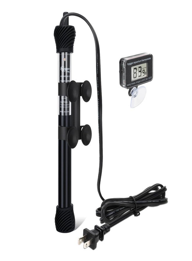 hygger ETL Certification Aquarium Heater, 50W/100W/200W/300W Submersible Fish Tank Thermostat Heater with Firm Double Pair Suction Cups for Coral Saltwater and Freshwater Tank with Thermometer (100W) - Image 1