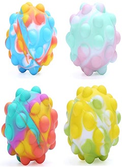 Generic Pop Stress Balls Fidget Blocks Toy Silicone Push Bubble Squeeze Stress Relief Novelty Simple Sensory Dimple Toys,for Kids Children Adults Autism Anxiety Decompression(Mix Color,Pack of 4)  - Image 1