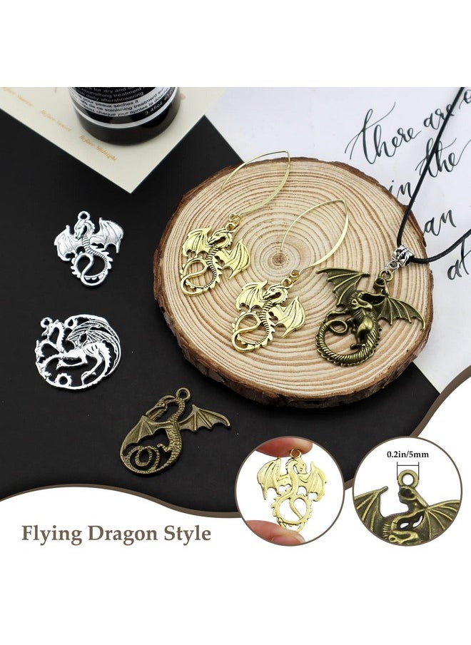 JIALEEY - Flying Dragon Charms 16Pcs/8Pairs Mixed Tarrasque Infernal Demon Dragon Fire Dragon Dinosaur Totem Charms Pendants Beads For Jewelry Making And Craft Supplies - Image 1