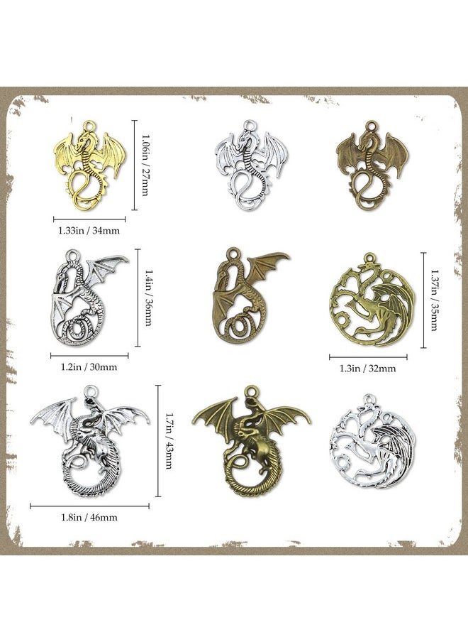 JIALEEY - Flying Dragon Charms 16Pcs/8Pairs Mixed Tarrasque Infernal Demon Dragon Fire Dragon Dinosaur Totem Charms Pendants Beads For Jewelry Making And Craft Supplies - Image 1