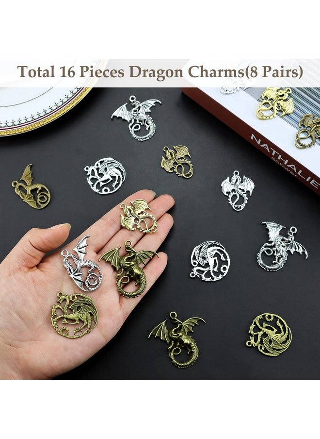 JIALEEY - Flying Dragon Charms 16Pcs/8Pairs Mixed Tarrasque Infernal Demon Dragon Fire Dragon Dinosaur Totem Charms Pendants Beads For Jewelry Making And Craft Supplies - Image 1