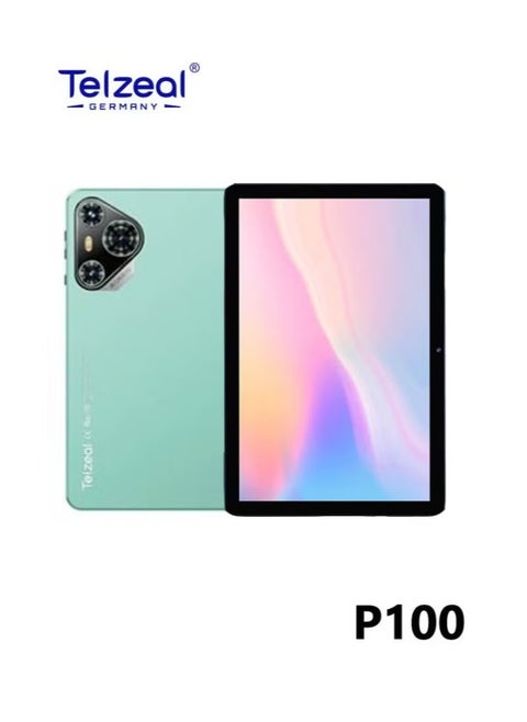 Telzeal P100 10.1 Inch Android 13 Tablet with 5G WiFi and Dual SIM 8GB RAM 512GB ROM 8000 mAh High Capacity Battery Wireless Keyboard and Mouse Green