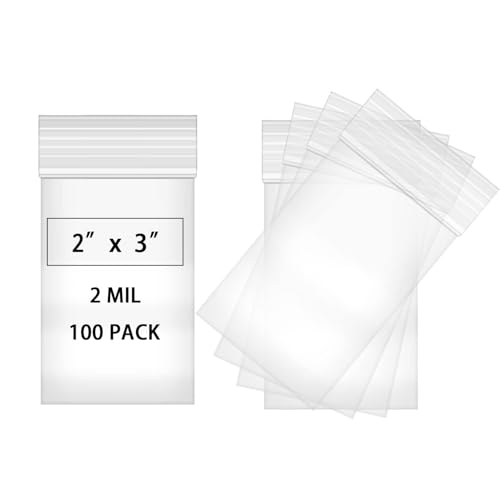 Fessary 100pcs 2 X 3 Clear Reclosable Zip Plastic Poly Bags with Resealable Lock Seal Zipper-2 Mil - Image 1