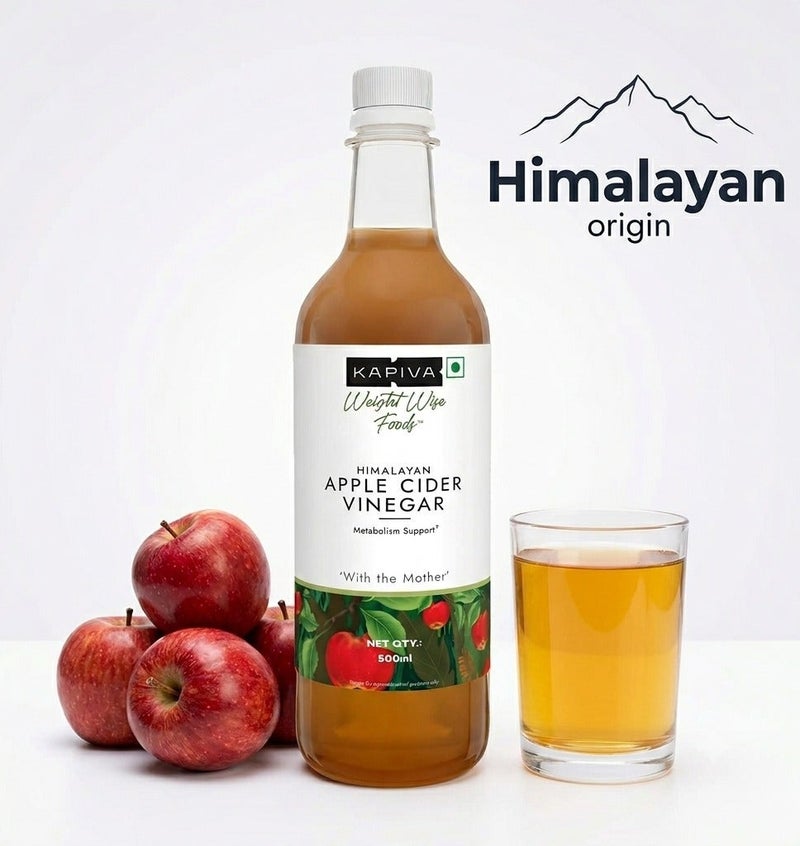 Kapiva Himalayan Apple Cider Vinegar with Mother 500ml | Raw, Unpasteurized & Unfiltered ACV | Helps with Digestion & Weight Management - Image 1