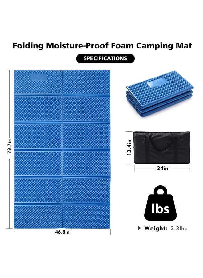 StableEase 2 Person Camping Foam Sleeping Pad Lightweight Closed Cell Folding Camping Mat Double Camping Mattress Portable for Outdoor Hiking Mountaineering Blue - Image 2