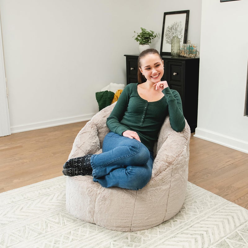 Big Joe Milano Bean Bag Chair for Kids, Teens, Adults, Ultra-Soft Taupe Plushie Polyester Blend, Lightweight Seat for Reading Nook and Gaming, 2.5 Foot Refillable - Image 4