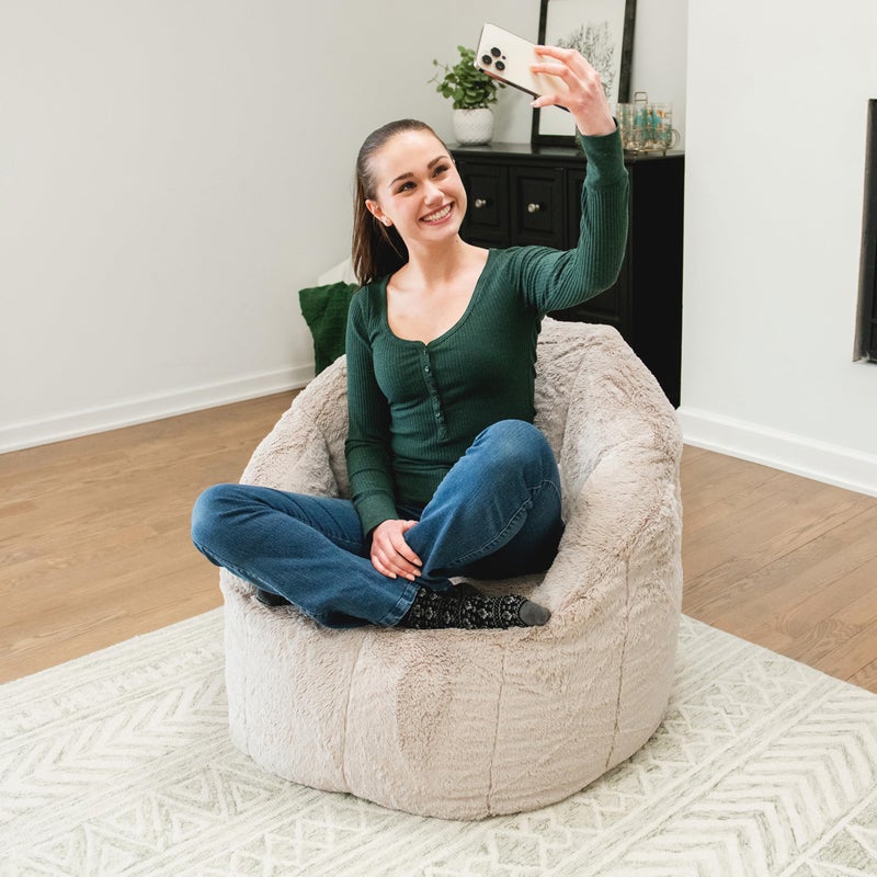 Big Joe Milano Bean Bag Chair for Kids, Teens, Adults, Ultra-Soft Taupe Plushie Polyester Blend, Lightweight Seat for Reading Nook and Gaming, 2.5 Foot Refillable - Image 5