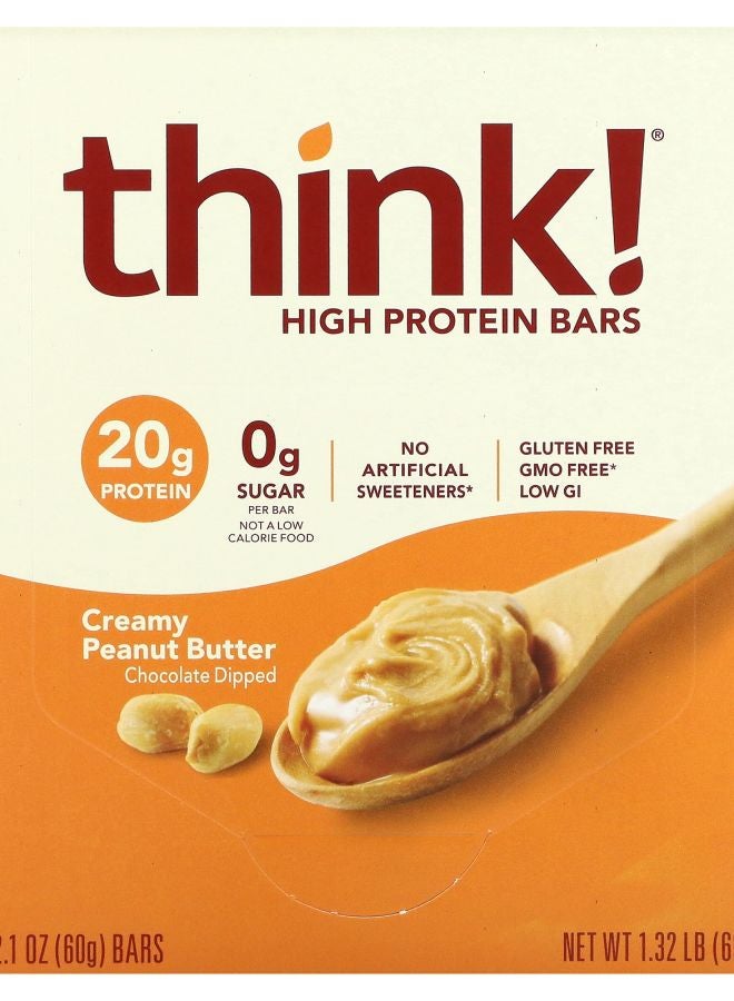 Think High Protein Bars Creamy Peanut Butter 10 Bars 2.1 oz (60 g) Each