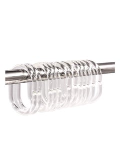 Excefore Shower Curtain Rings, Plastic Curtain C Rings Hook Hanger Bath Drape Loop Clip Glide Bathroom Shower Window Rod (24pcs Clear)  - Image 1